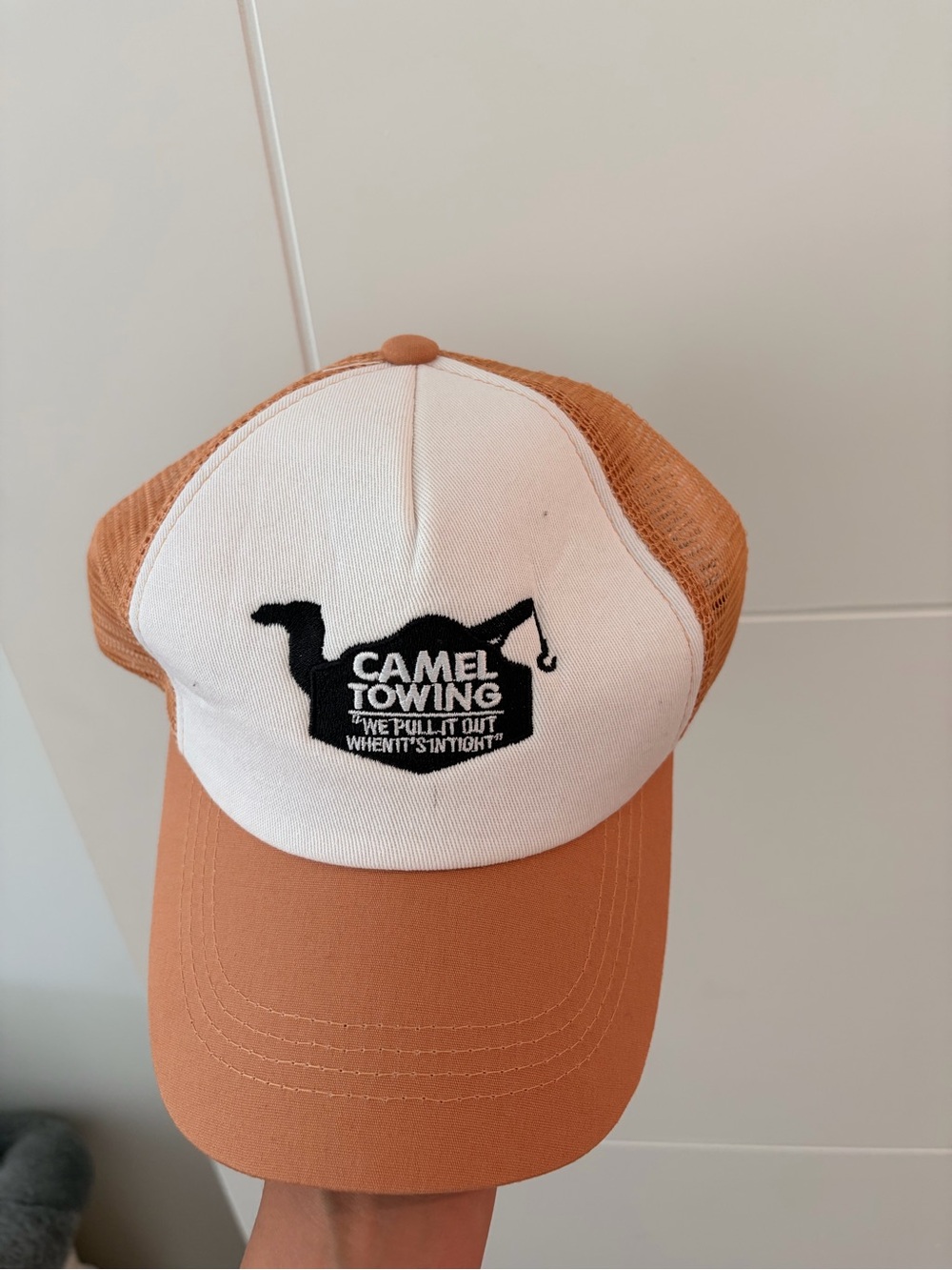 Two-Tone Mesh Trucker Hat - Tan/White